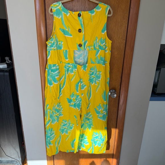 ASOS Yellow Green Floral Wide-Leg Jumpsuit Size 16 | Resort Vacation - Picture 4 of 4